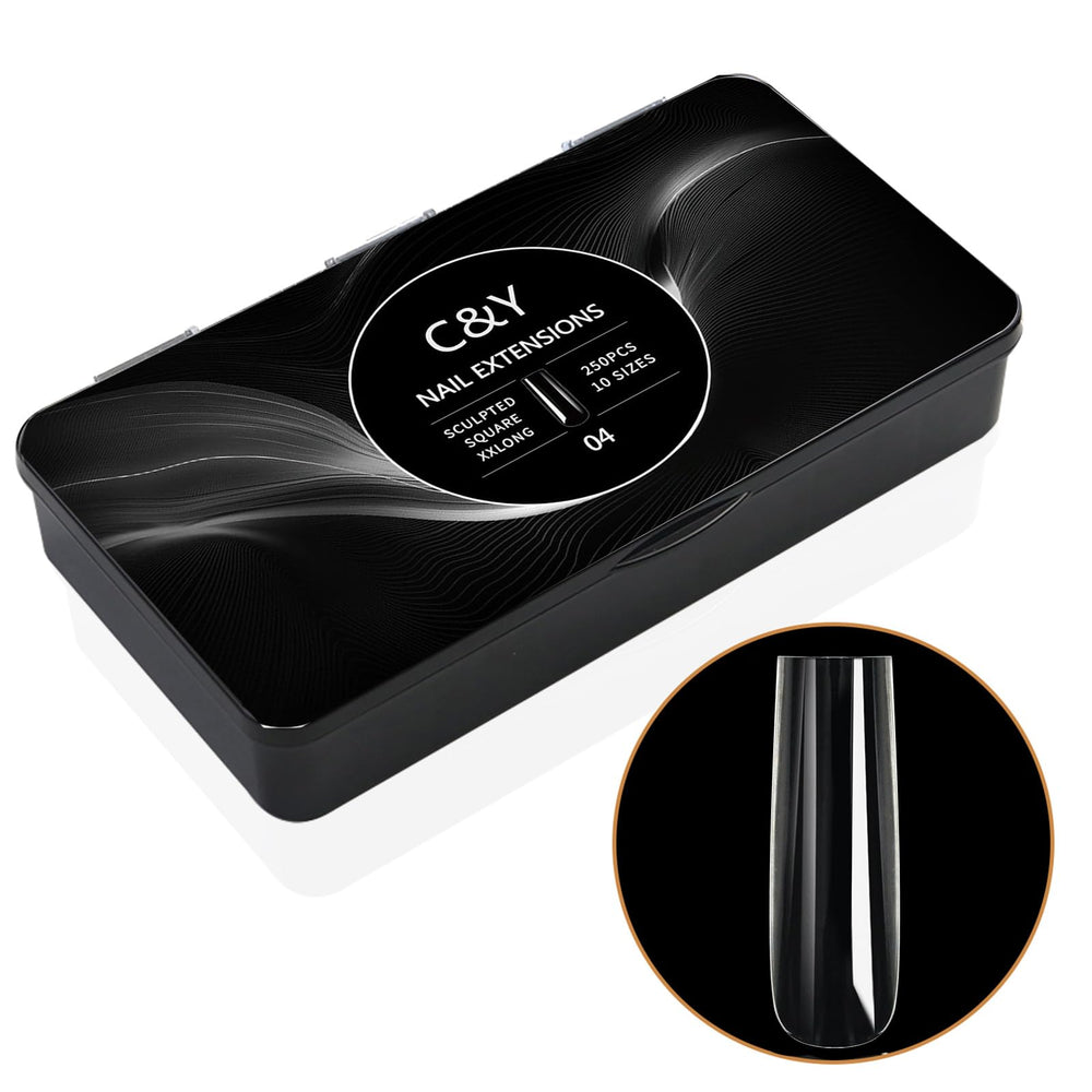 Cycullinyt: boîte de tips ongles XXLong quadré en gel doux, pratique à domicile.