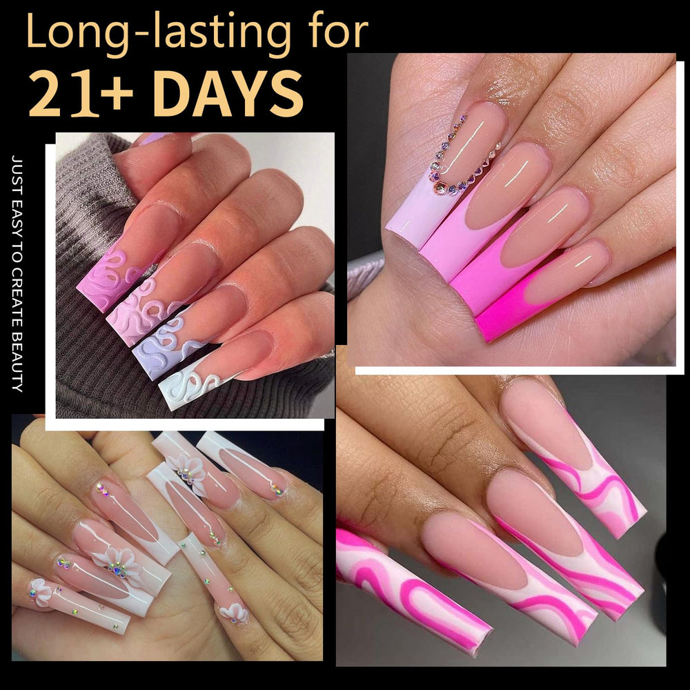 Cycullinyt: tips ongles XXLong quadré gel transparent pour une extension naturelle.