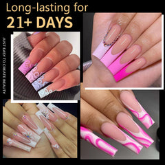 Cycullinyt: tips ongles XXLong quadré gel transparent pour une extension naturelle.