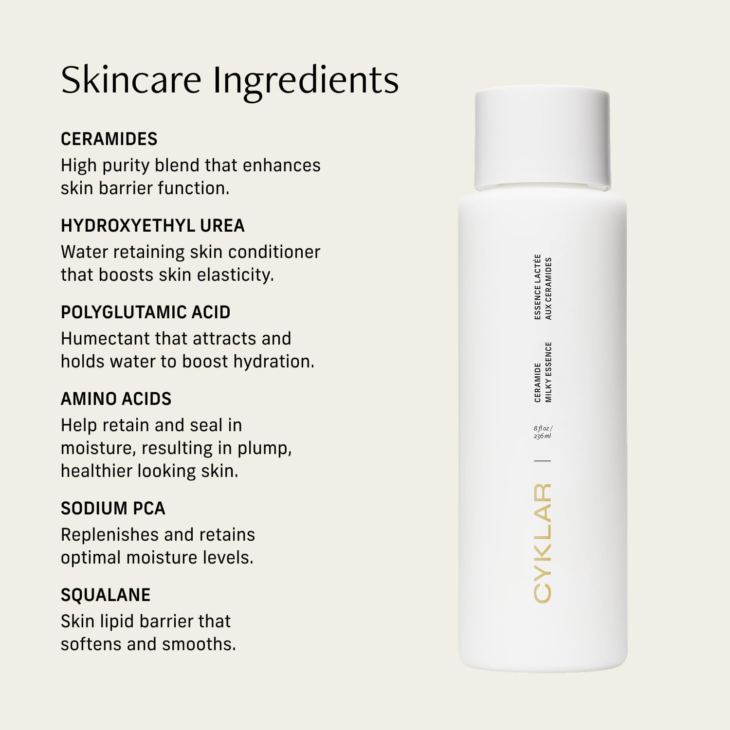 CYKLAR Ceramide Milky Essence, renforcement-barriere-cutanee, peau plus résistante.