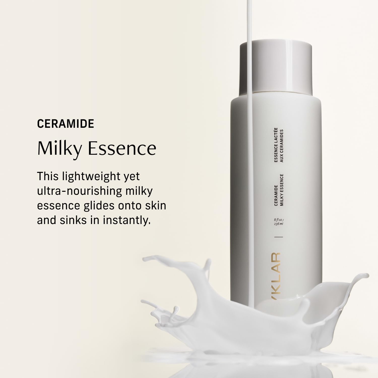 CYKLAR Ceramide Milky Essence, texture-lait-legere, hydratation rapide pour peau sensible.