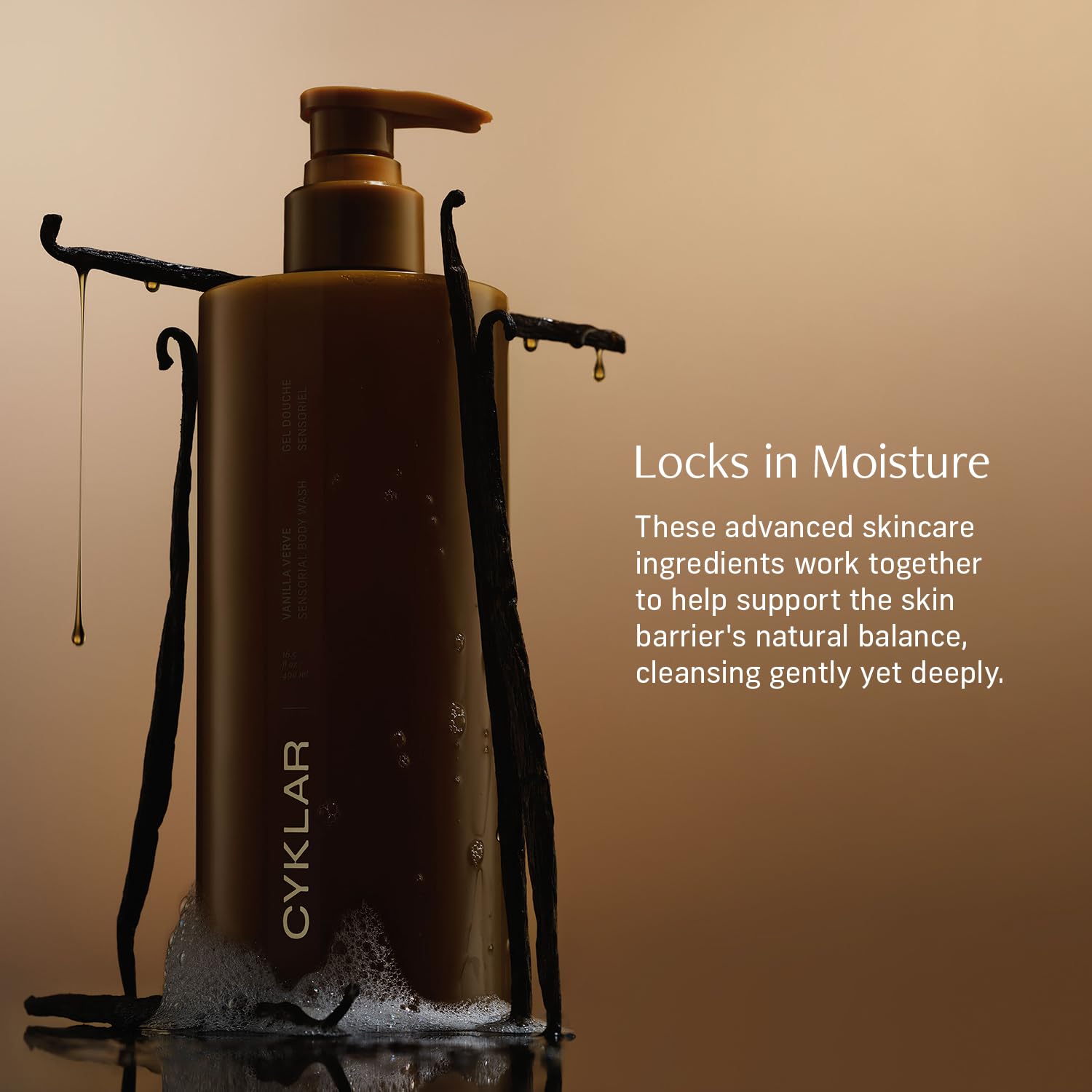 CYKLAR Sensorial Bain-Corps: complexe d'huiles hydratantes pour maintenir l'hydratation.