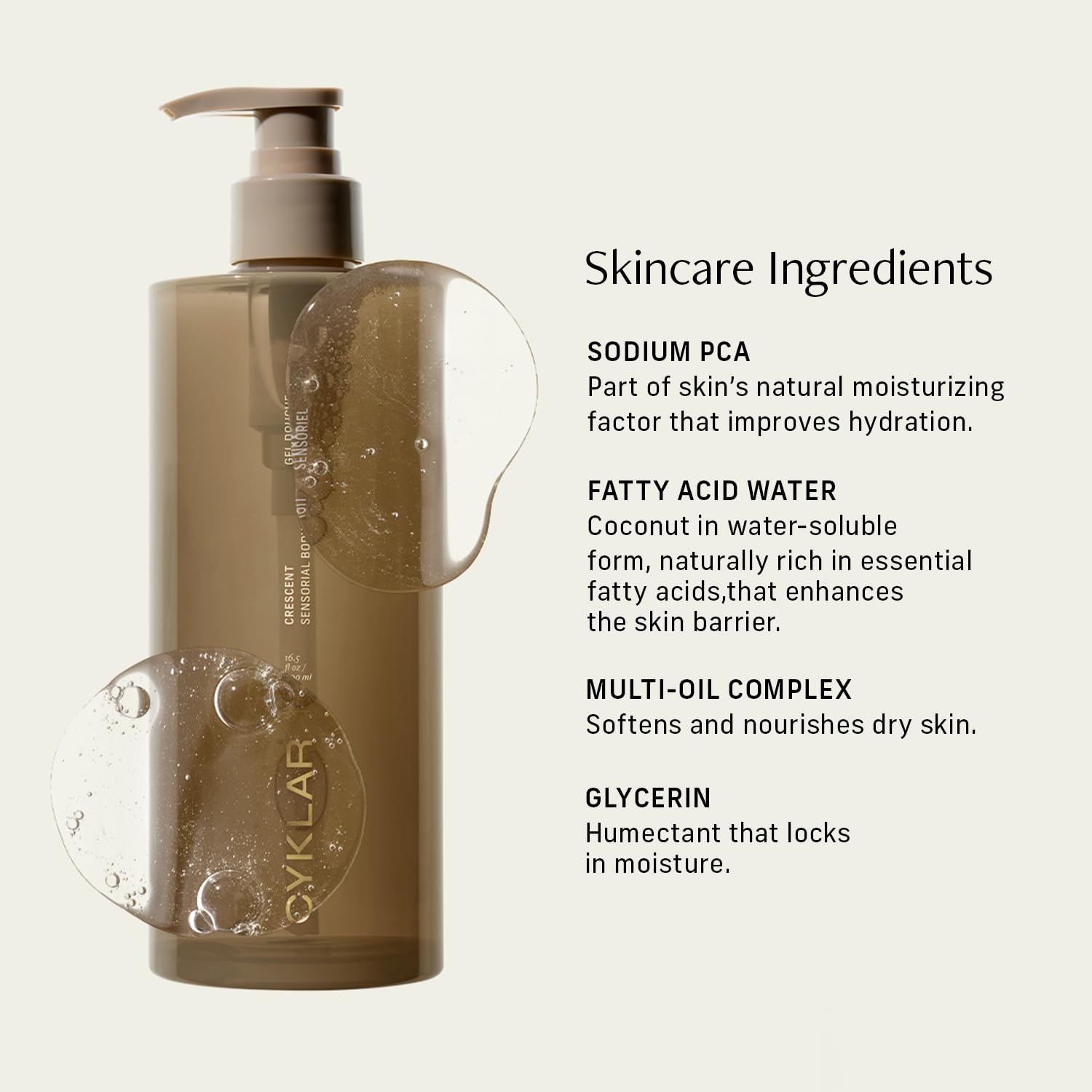 CYKLAR Sensorial Body Wash: parfum Crescent bergamote et bois pour une expérience sensorielle.