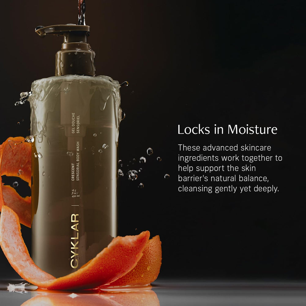 CYKLAR Sensorial Body Wash: application facile, mousse abondante hydratante pour peau douce.