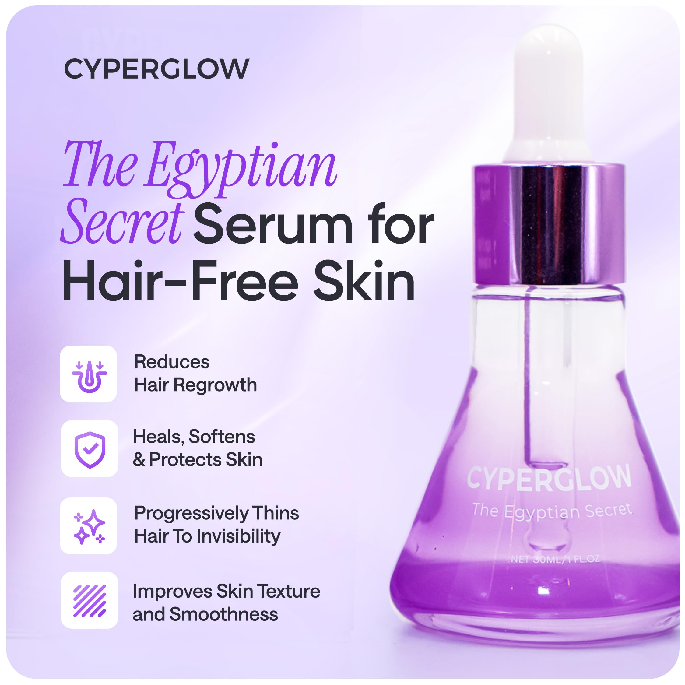 CYPERGLOW – ingrédients vitamine E menthe citron, soin nourrissant pour la peau.