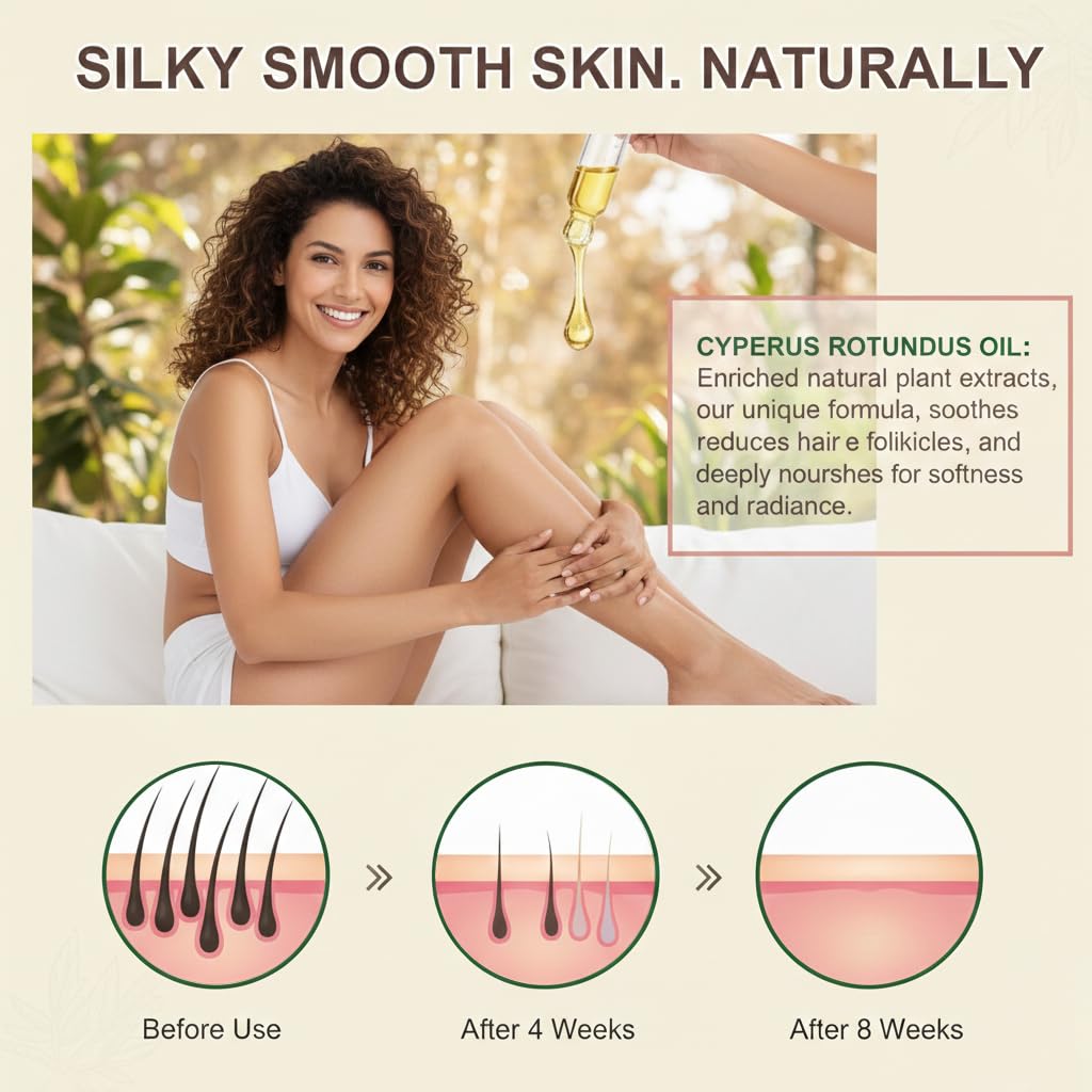 Huile de Cyperus Rotundus sur les jambes, peau hydratée