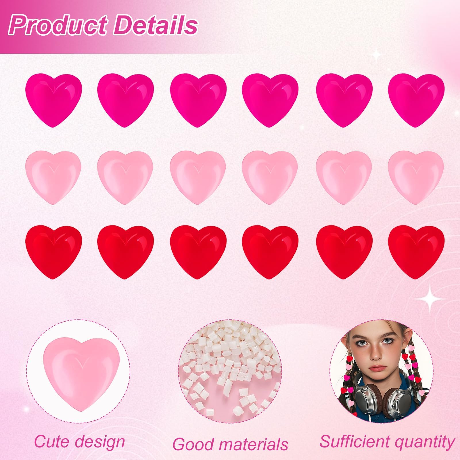 CYUXING clip coeur strass mini rose, pratique pour filles et femmes de tout âge.