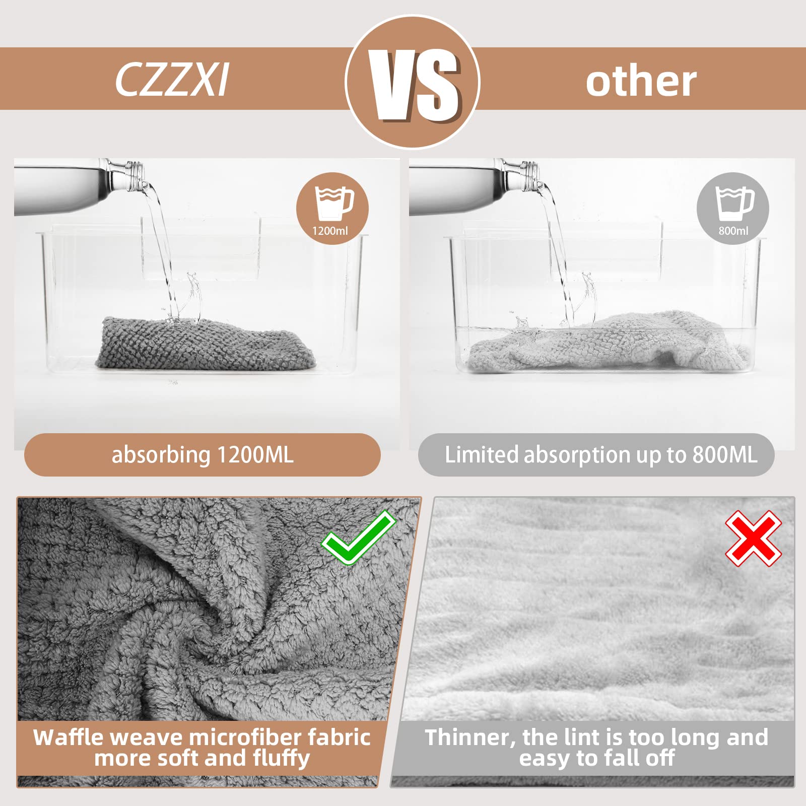 Turban khaki CZZXI anti-frizz pour sécher en douceur.