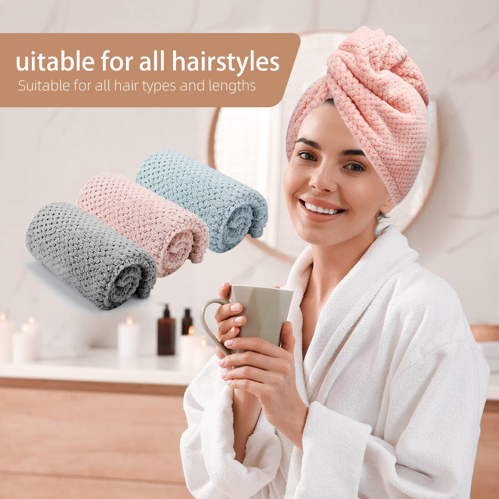 Turban séchage anti-frizz CZZXI gris, maintien les cheveux en place
