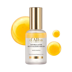 Sérum à double couche d'alba Piedmont enveloppant la peau d'hydratation lumineuse.