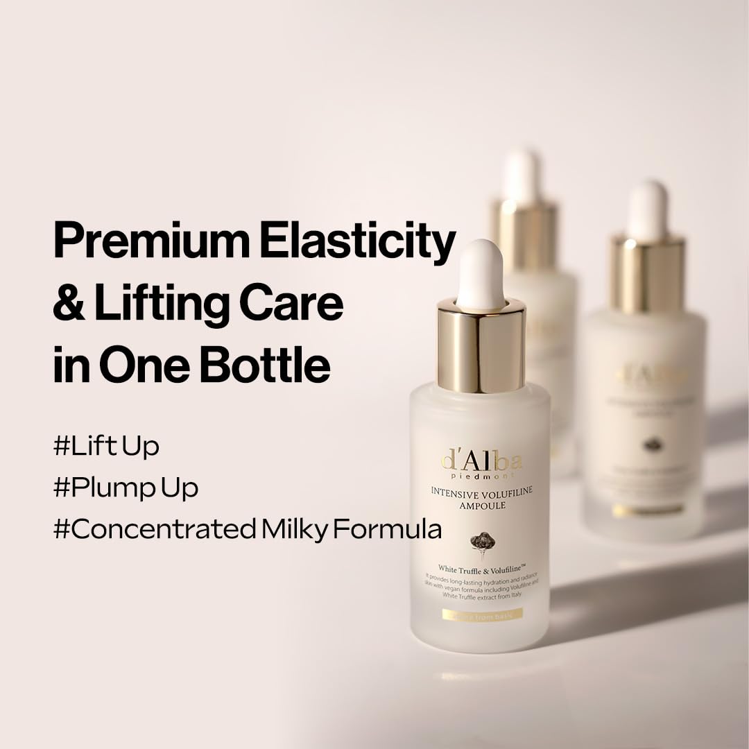 Sérum d'alba Piedmont à texture laitueuse, absorption rapide pour peau nourrie.
