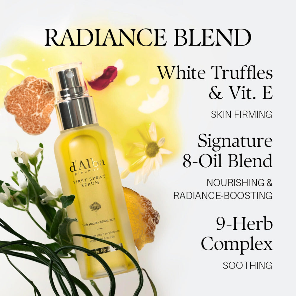 D'alba Piedmont, routine simple tonique et essence en un geste.
