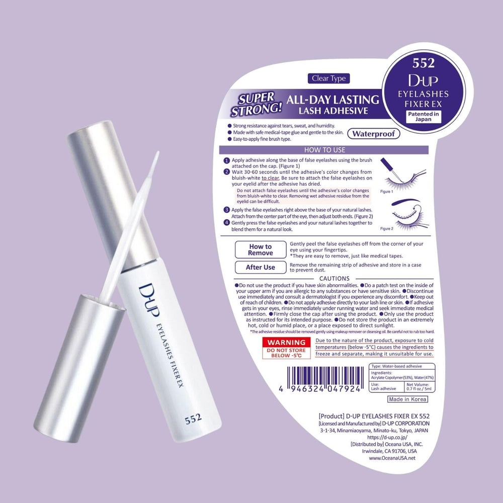 Colle transparente D-UP EX 552 après séchage, discrète