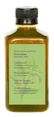 DAANA sesame oil amber bottle close-up, emphasizing purity and extra-virgin quality
