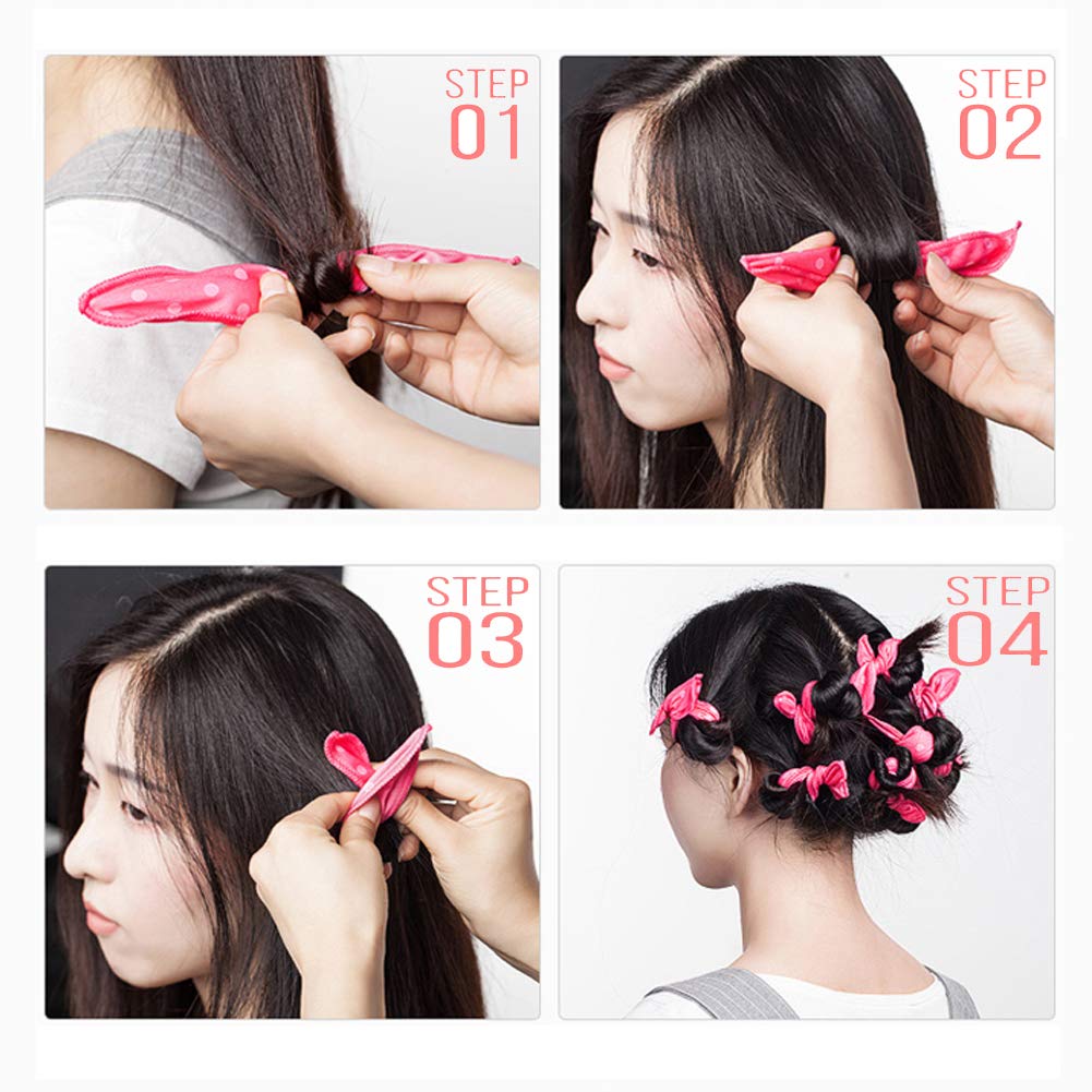 Dababell ensemble rose 40 pièces pour coiffures sans chaleur.