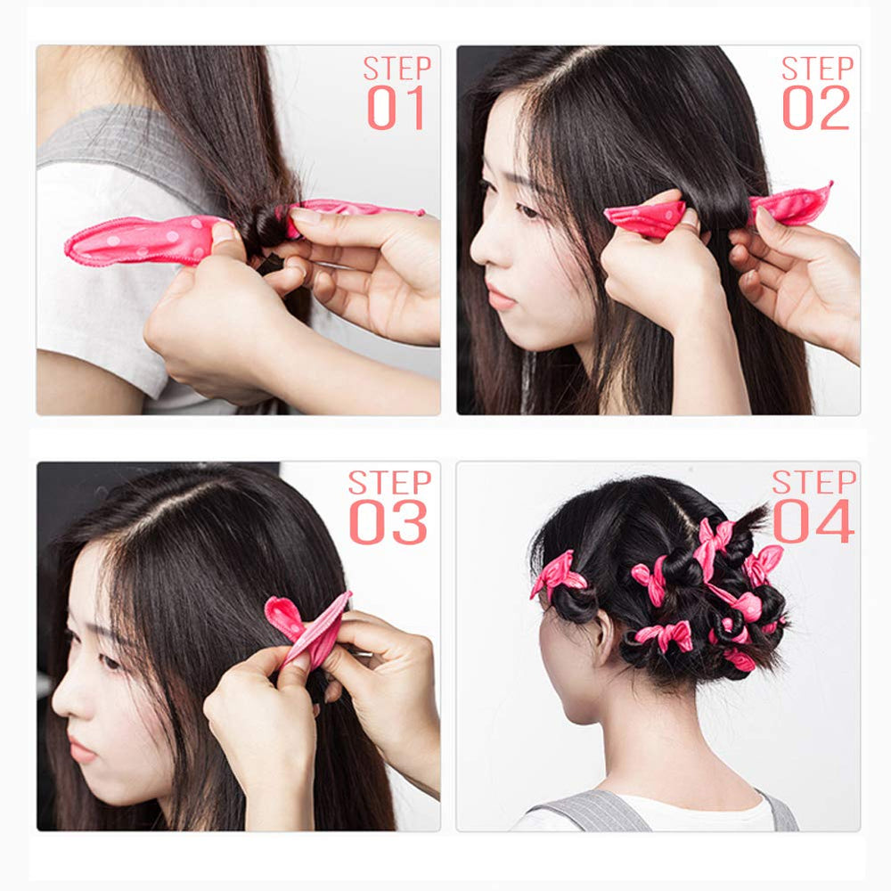 Dababell ensemble rose 40 pièces pour coiffures sans chaleur.
