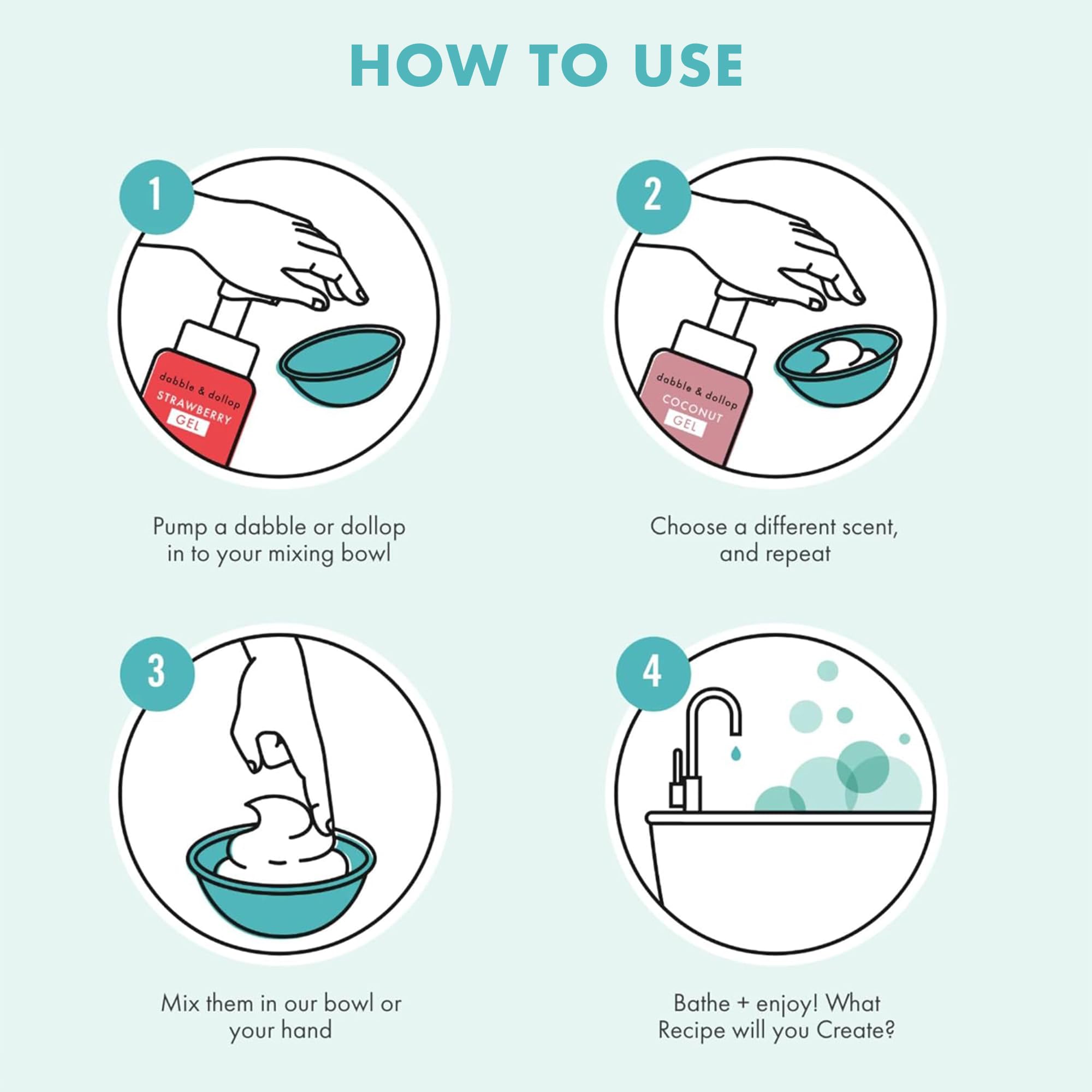 Dabble et Dollop Formule douce sans sulfates: soin léger pour bain quotidien.