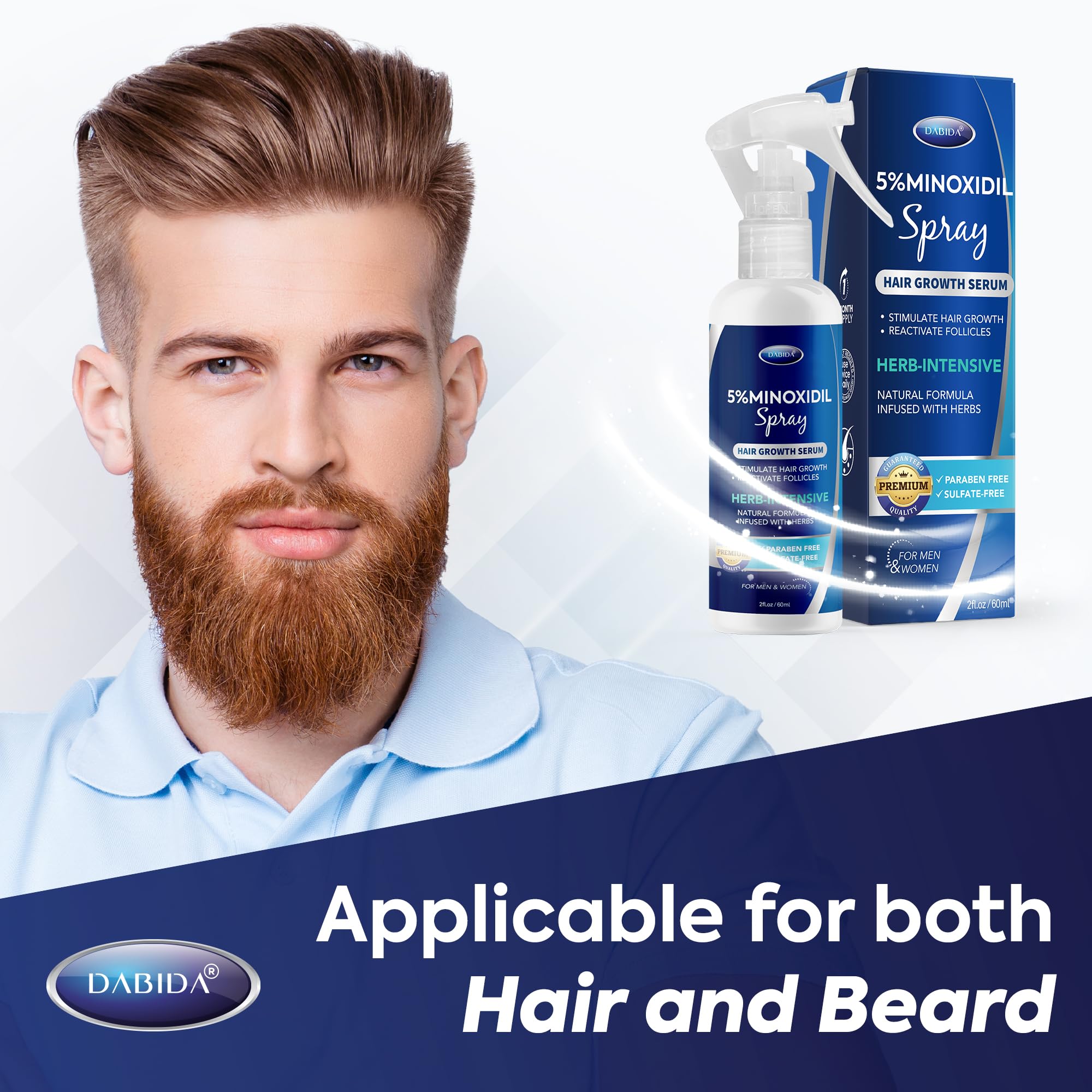 Biotine présente dans DABIDA Minoxidil soutenant les follicules capillaires.