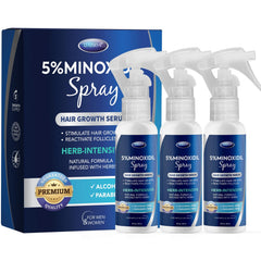 Dabida Minoxidil Spray, bouteille 60ml, facilite l'application et stimule potentiellement la croissance.