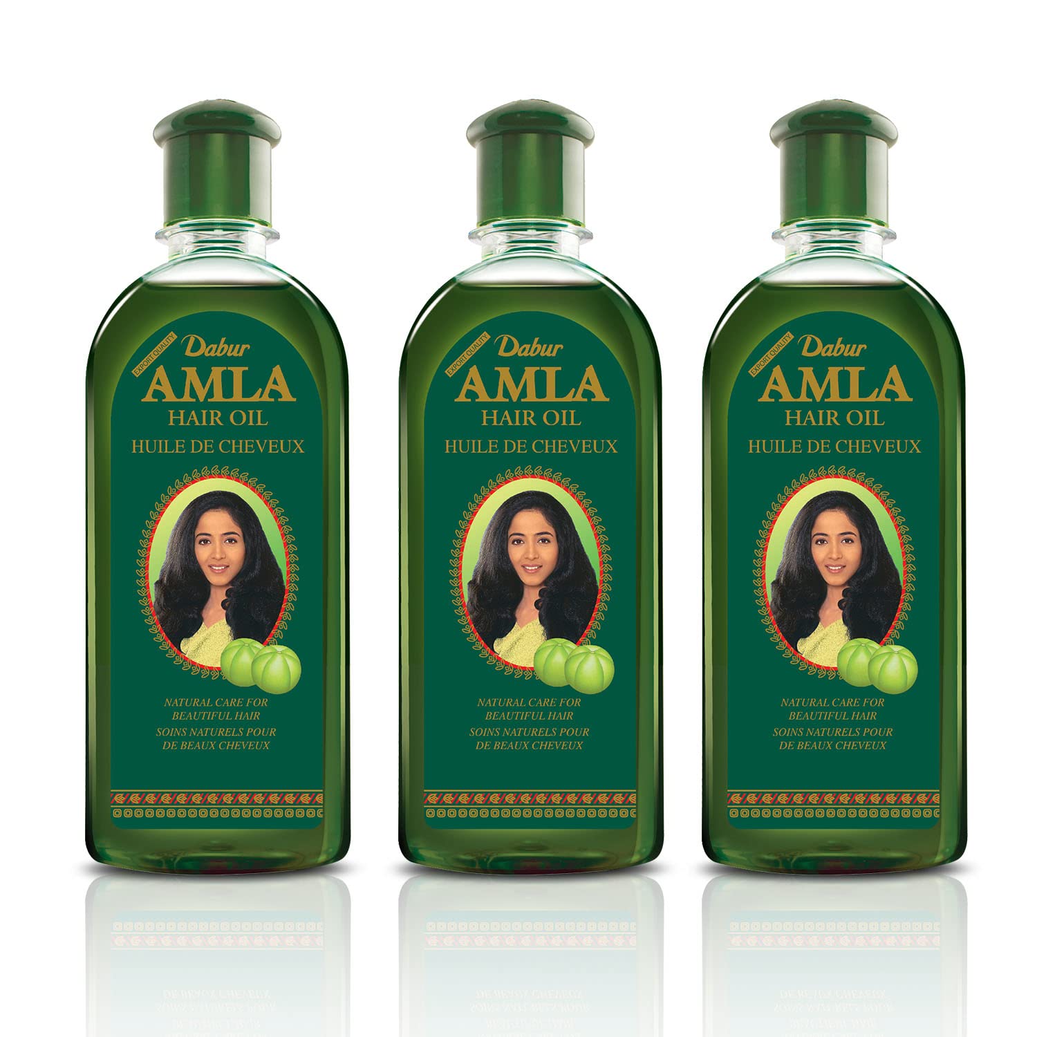 Dabur Amla Hair Oil, application-massage, facilite le soin et stimule l'éclat naturel.