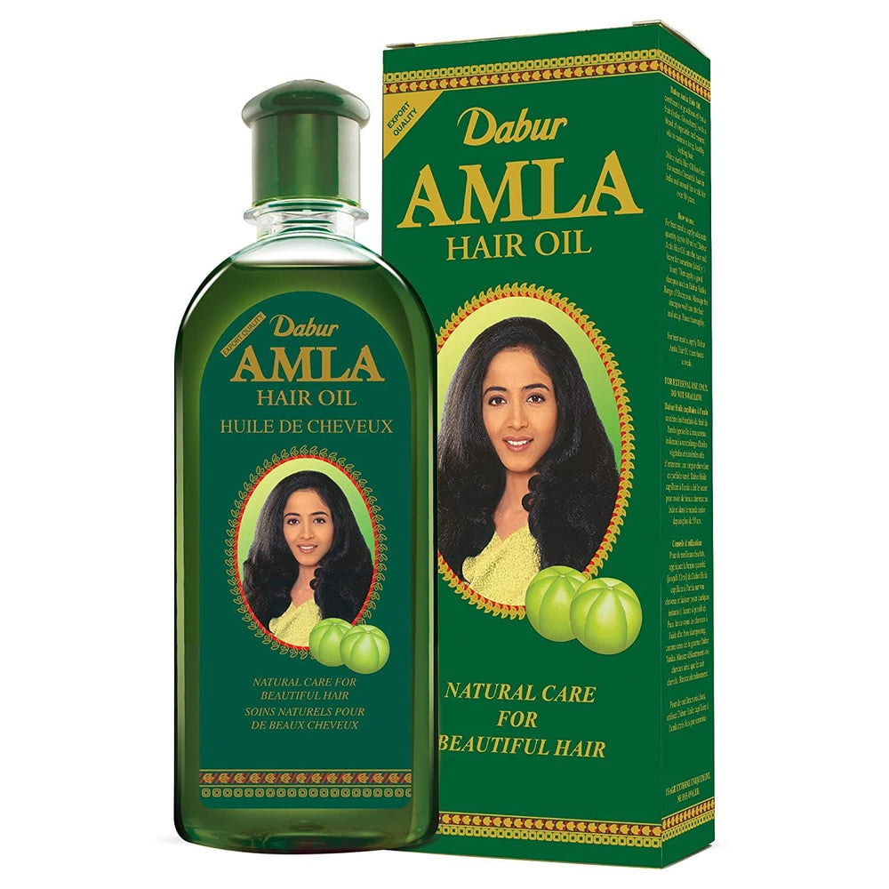 Dabur Amla Huile capillaire — bouteille montrant l'huile nourrissante pour cheveux hydratés