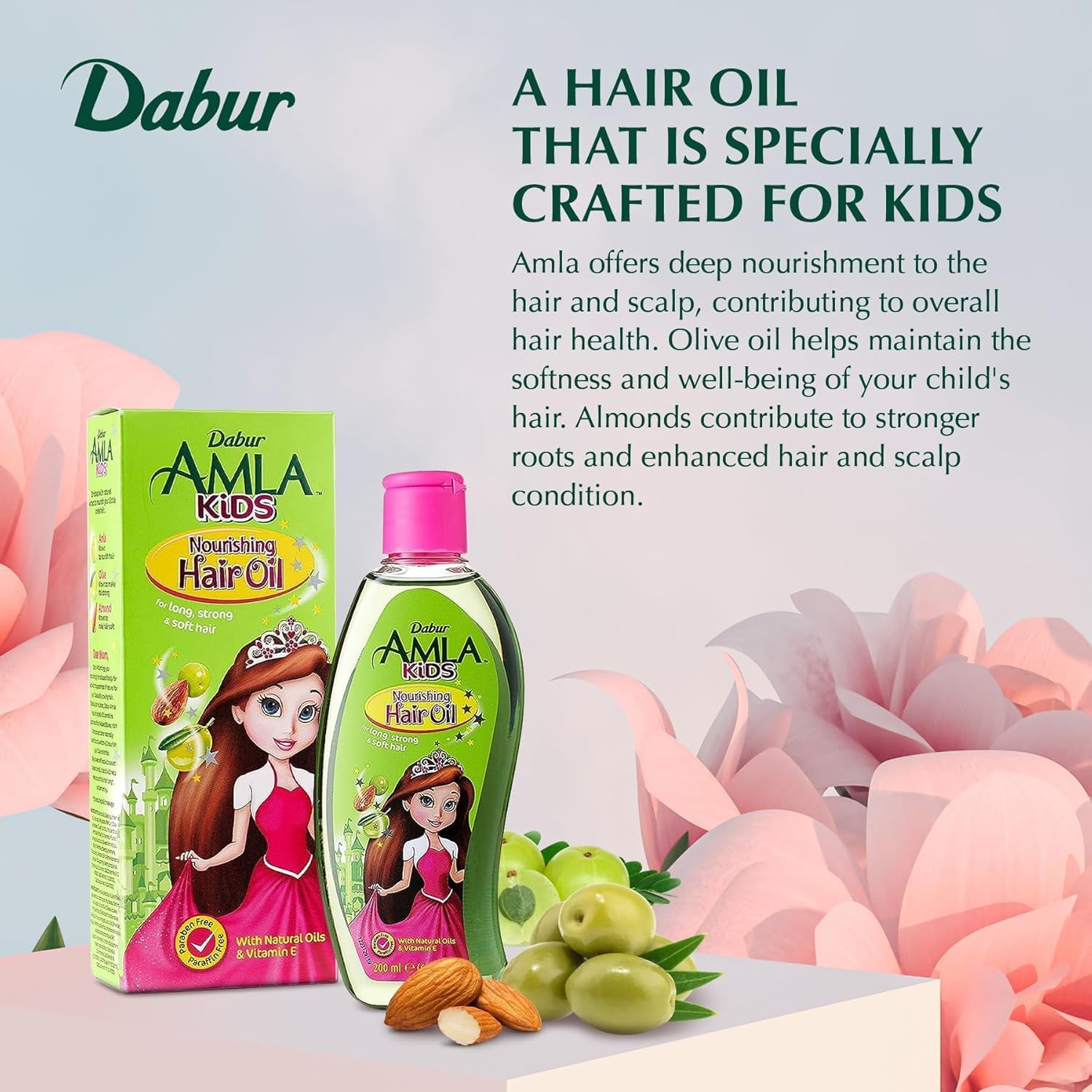 Dabur Amla huile: cheveux brillants chez l'enfant.
