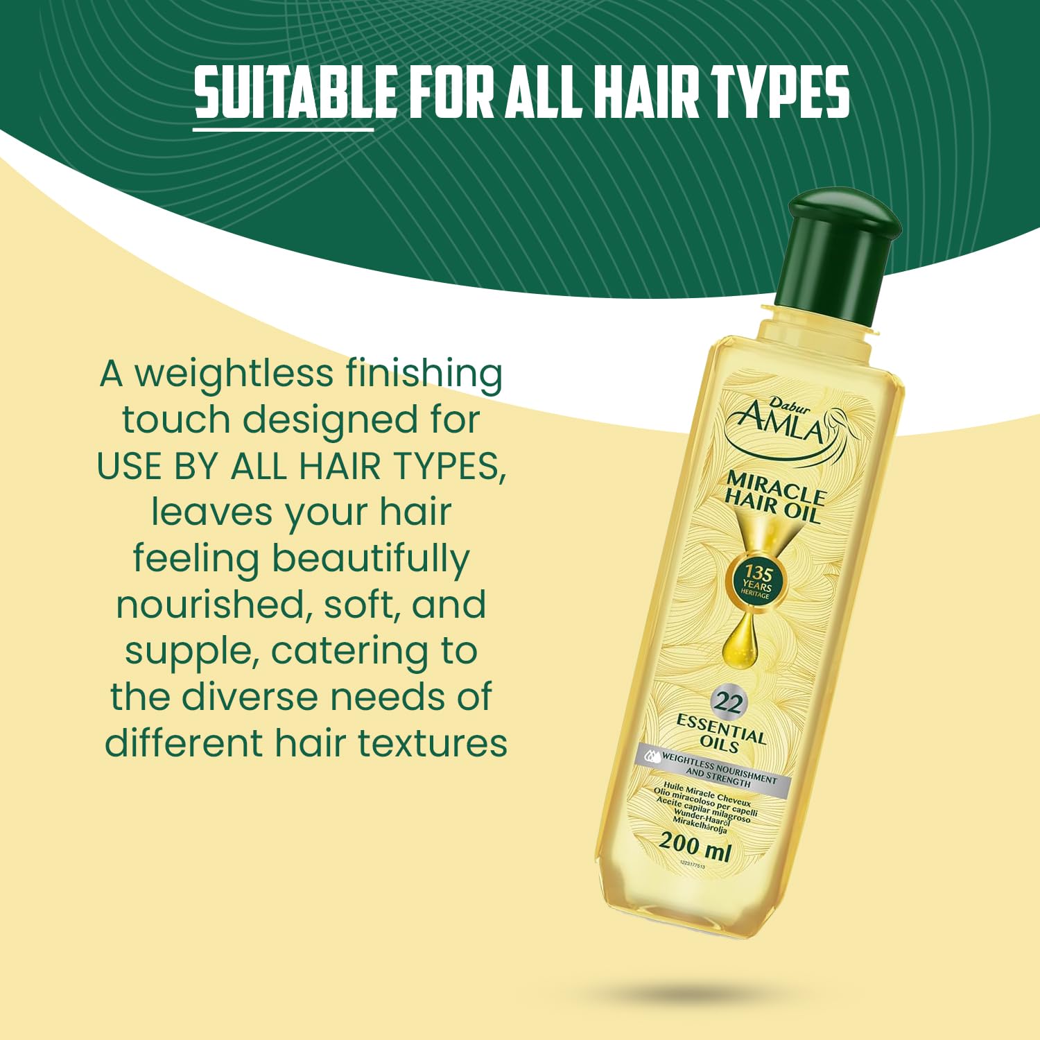 Dabur Amla Luxe: cheveux plus brillants et soyeux après usage.