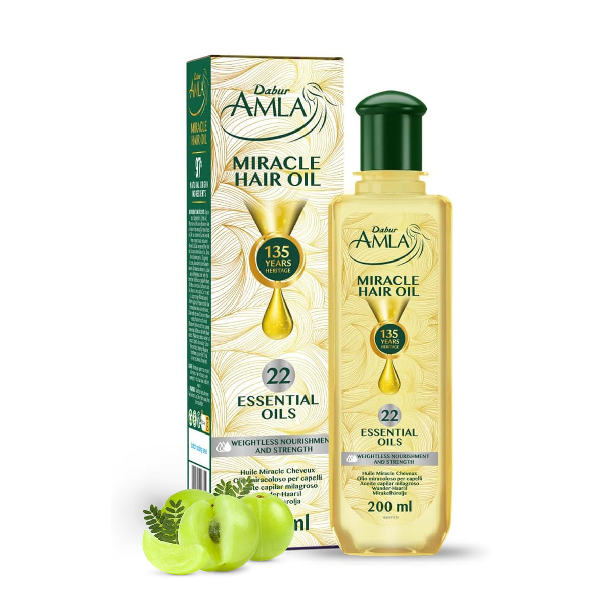 Dabur Amla Luxe: bouteille d'huile prête à nourrir en profondeur les cheveux.