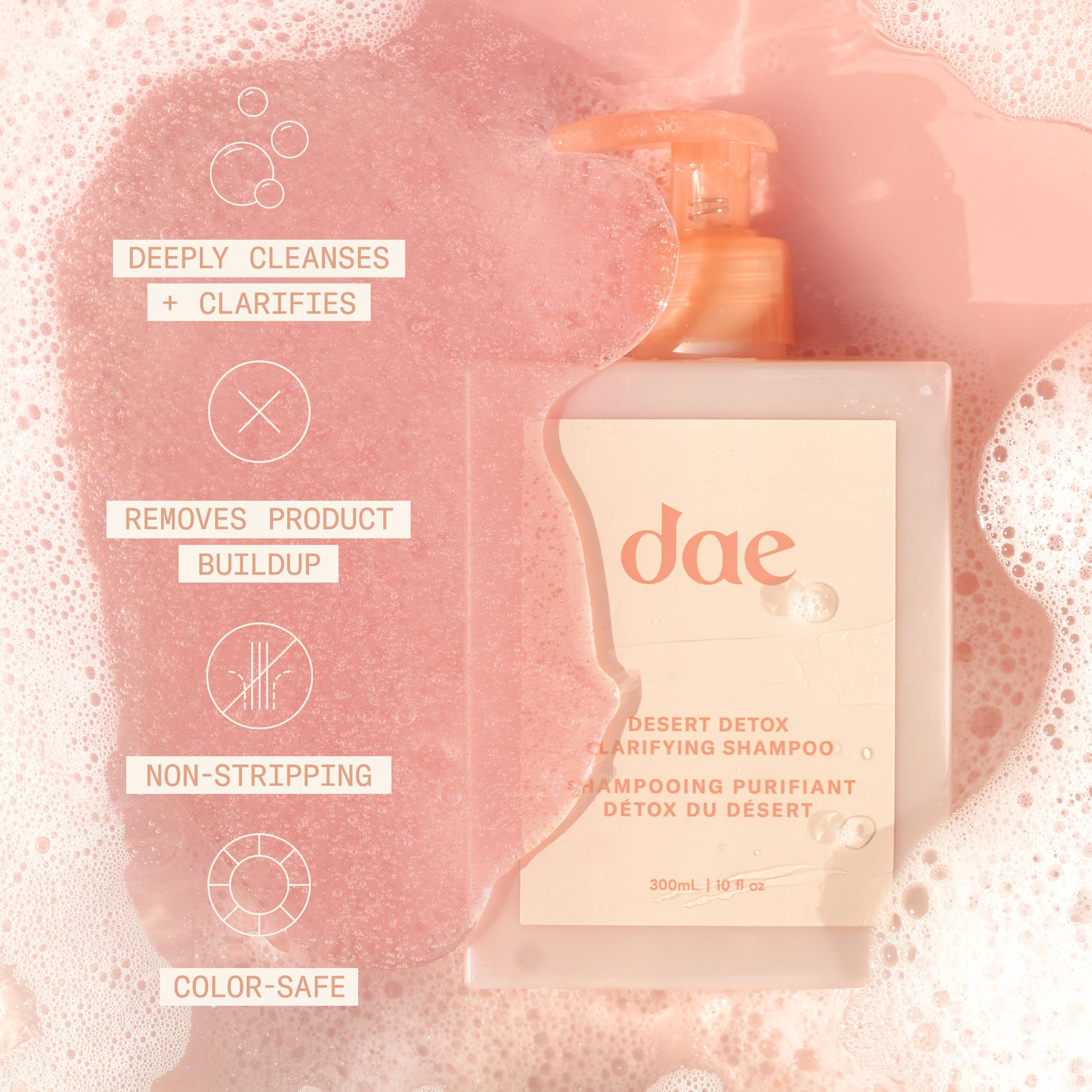 Texture mousse riche du Shampoing Desert Detox purifiant.