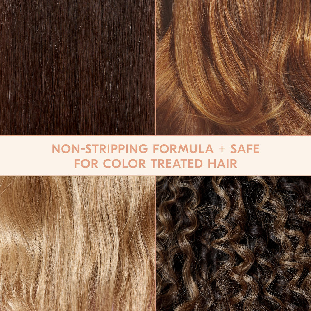 Cheveux propres et brillants après rinçage avec Desert Detox.