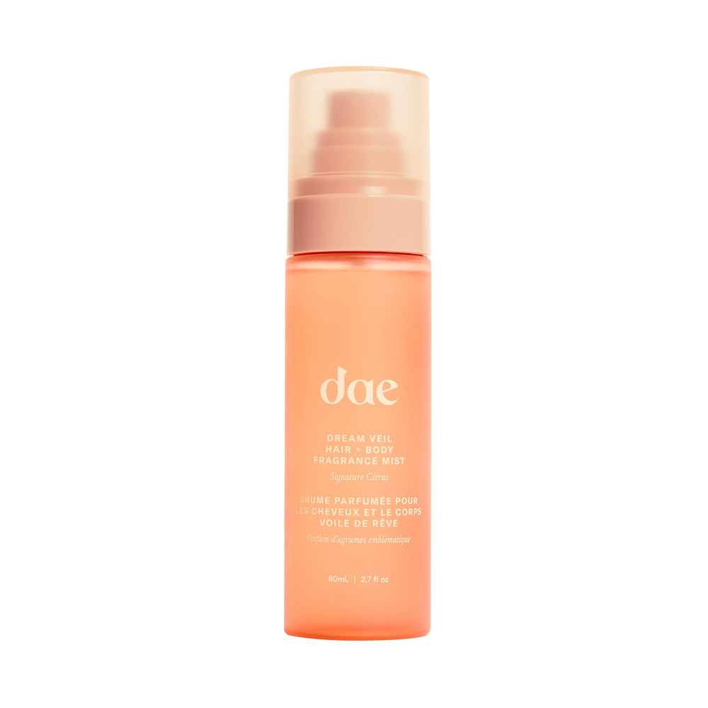 DAE Hair Dream Veil en bouteille, brume citrus pour cheveux et peau.