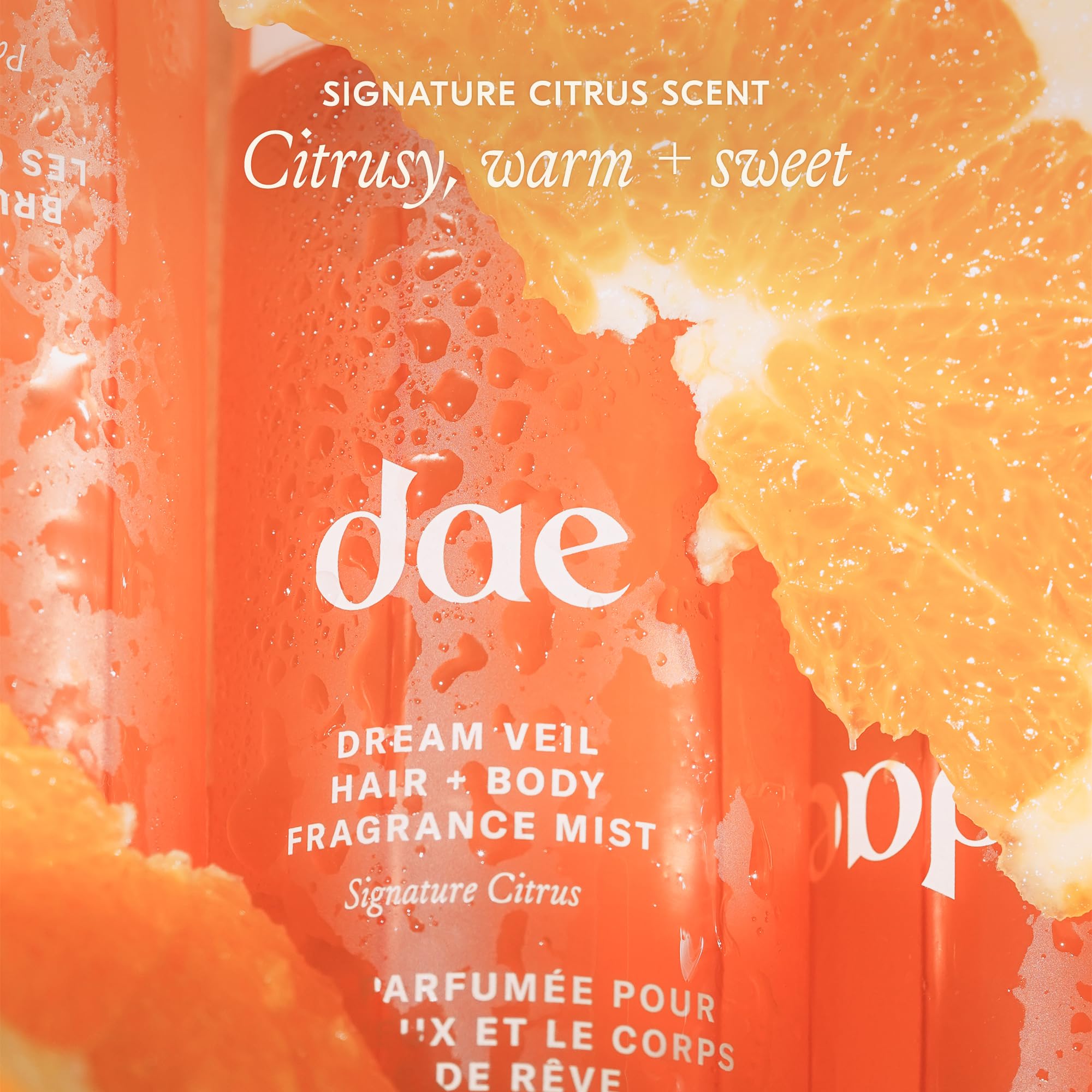 DAE Hair Dream Veil sur cheveux, parfum citrus léger et durable.