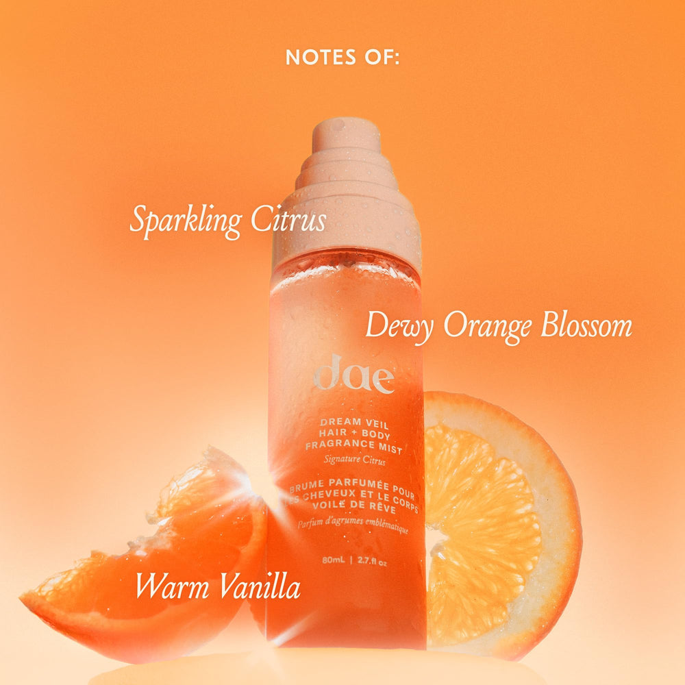 Utilisation quotidienne de DAE Hair Dream Veil pour une fragrance légère.