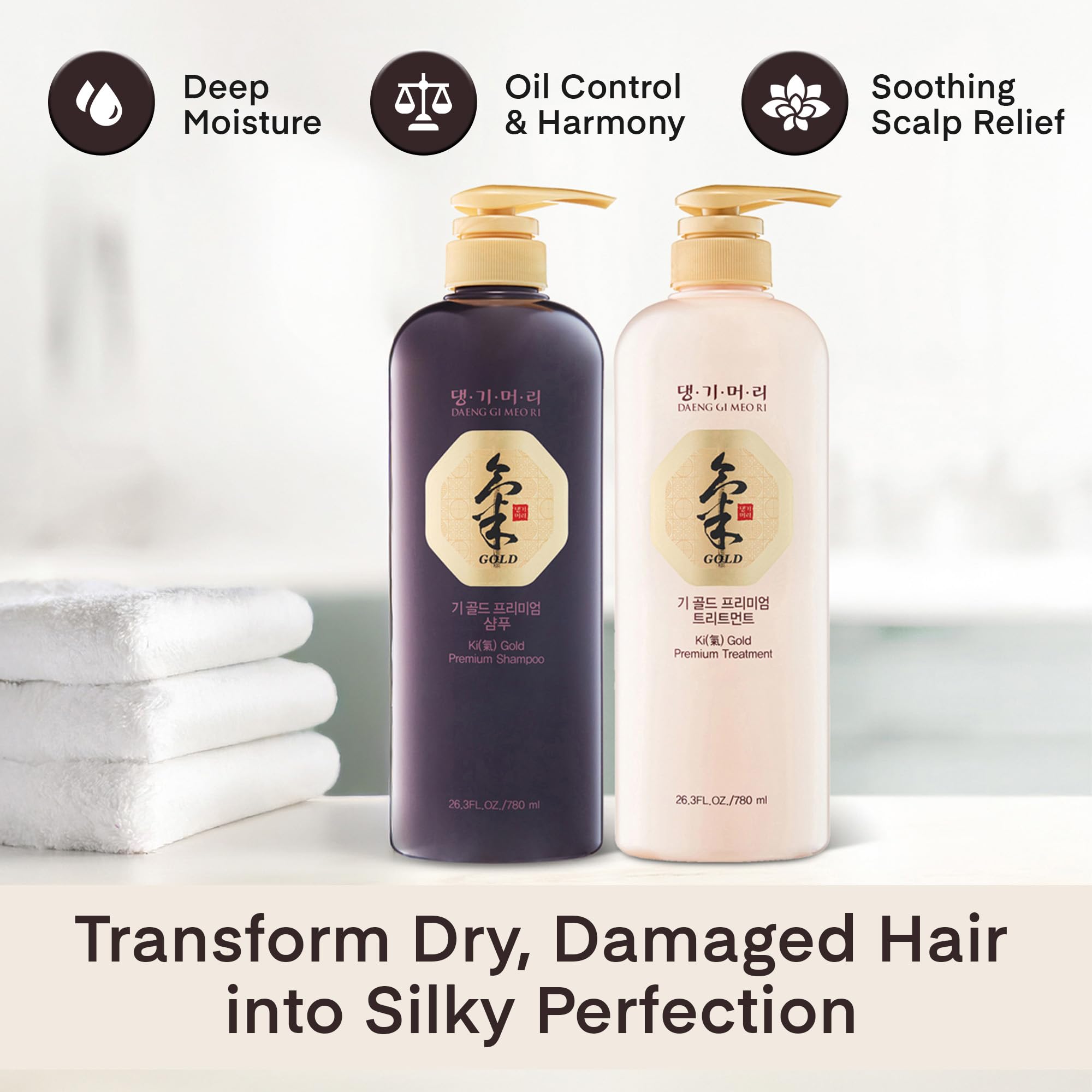 Daeng Gi Meo Ri Ki Gold: texture légère du shampooing révélant une mousse douce.
