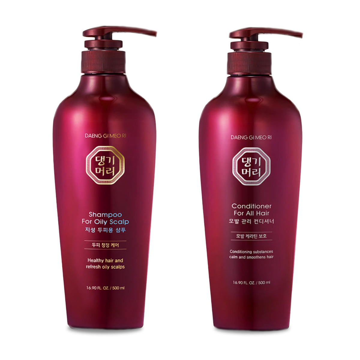 Daeng Gi Meo Ri ensemble shampoing et conditionneur, bouteilles visibles, fraîcheur durable.