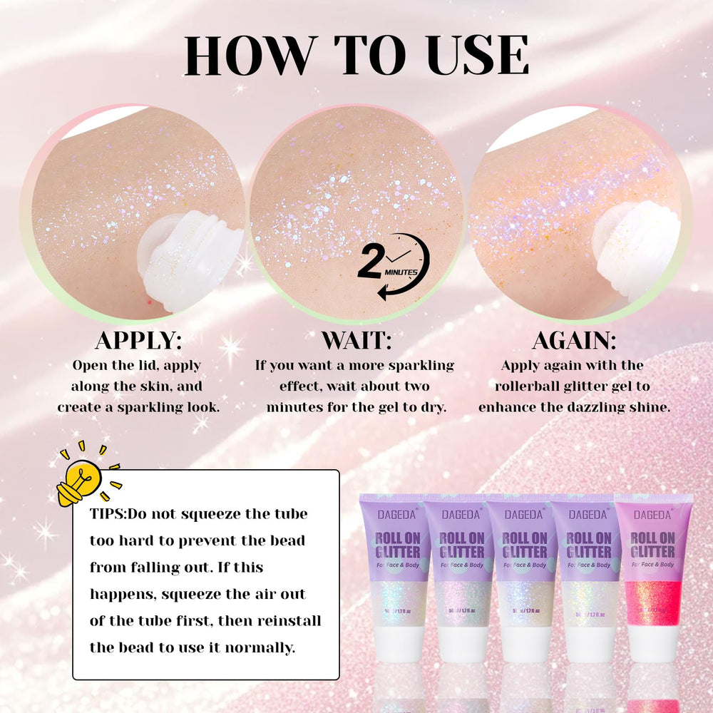 DAGEDA Roll-on Paillettes maquillage rapide pour événement