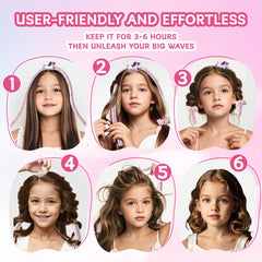 Dagorte rouleaux cheveux enfant rose: coiffure douce sans chaleur