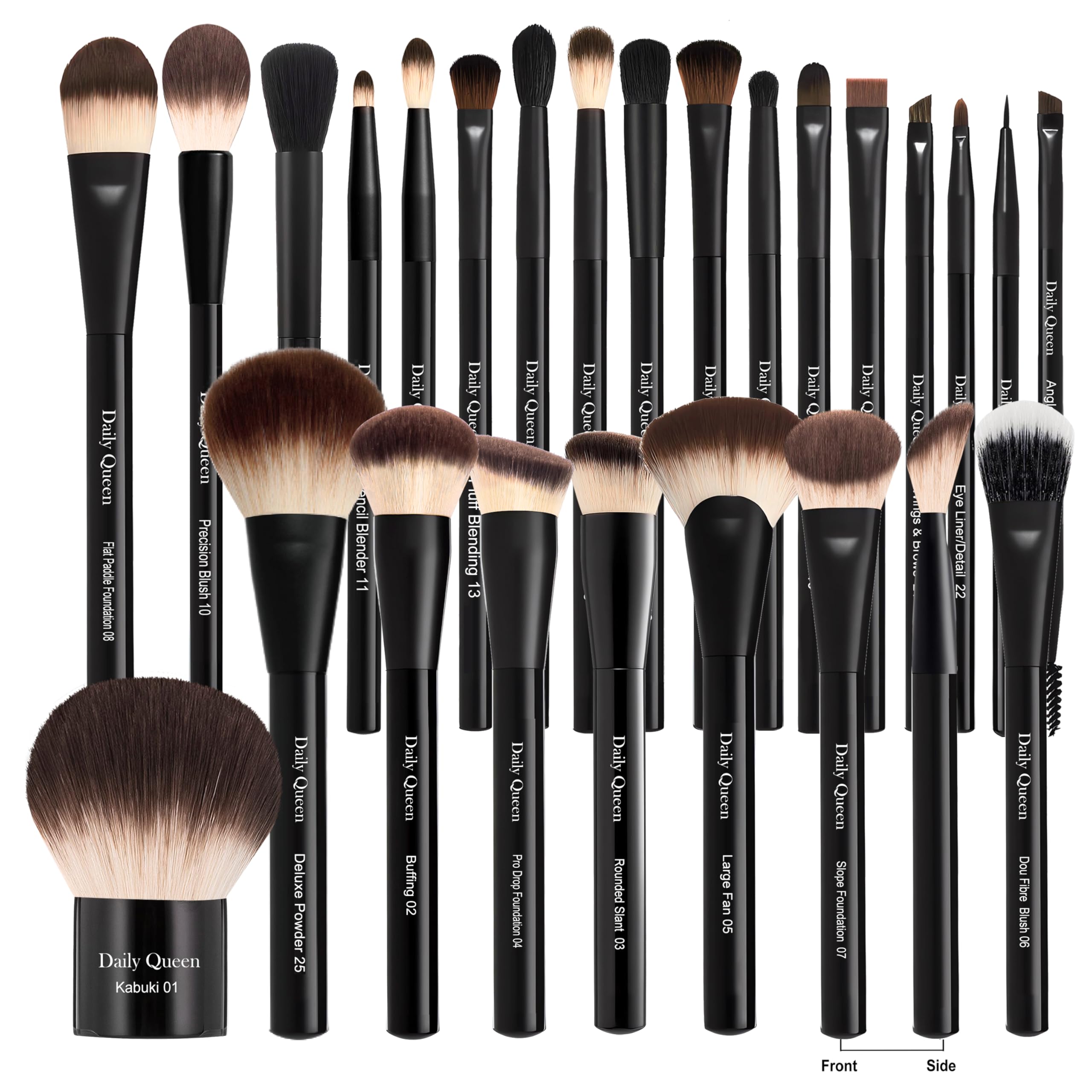 Daily Queen pinceaux 25pcs avec étui noir pour une application précise.
