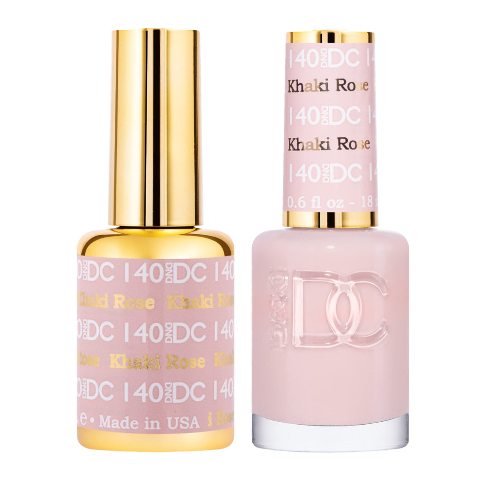 Daisy DND : flacon gel Khaki Rose 140 pour une manucure élégante et durable.
