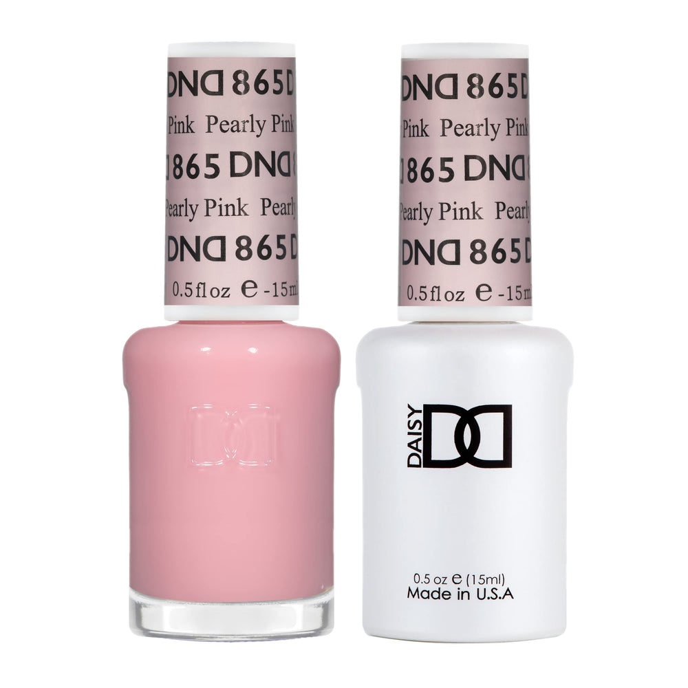 Vernis gel Daisy DND 865 rose perle en flacon, couleur lumineuse pour ongles soignés