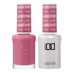 Daisy DND vernis gel rose Adobe 608, couleur profonde et couvrante.