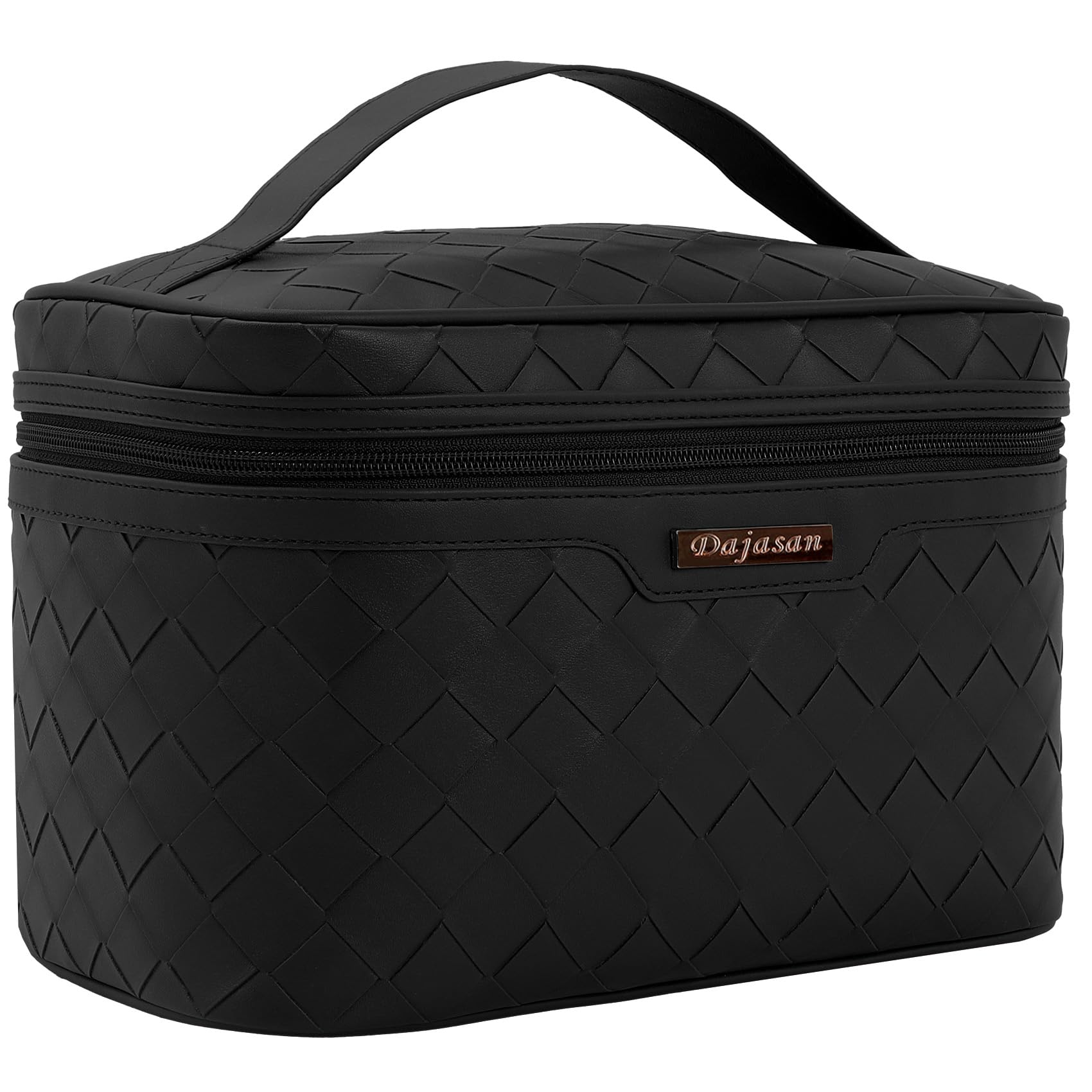 Trousse de maquillage Dajasan noir à grande capacité, parfaite pour voyager.