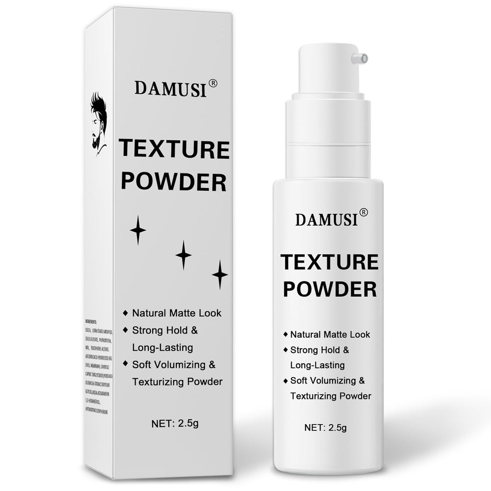 DAMUSI poudre-texture-cheveux avant-après pour un volume naturel.
