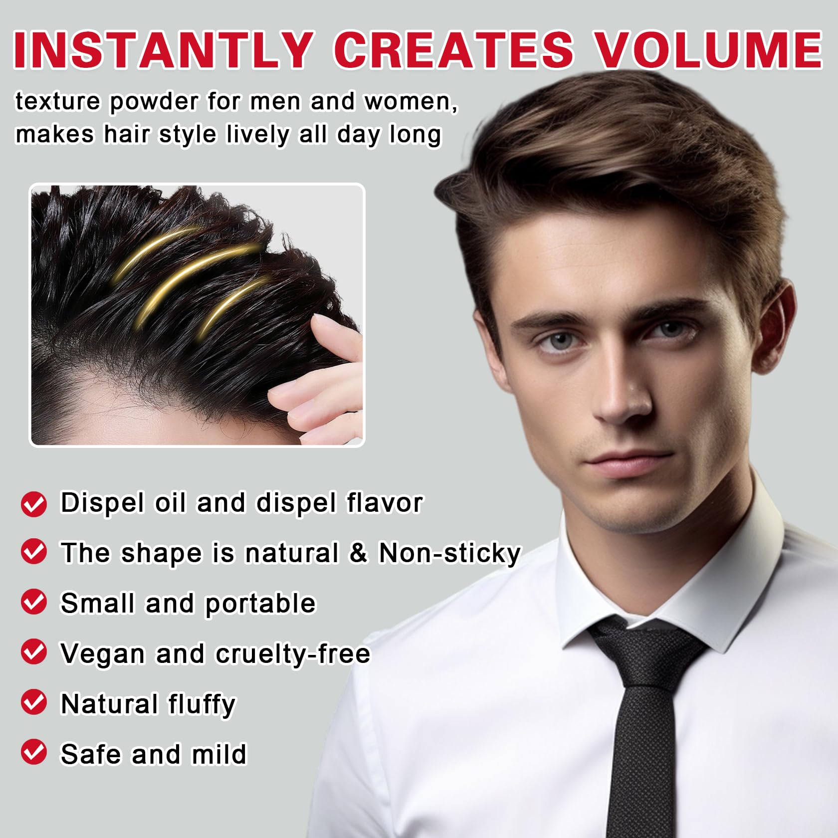 DAMUSI poudre texture cheveux homme femme, adaptée à tous les styles