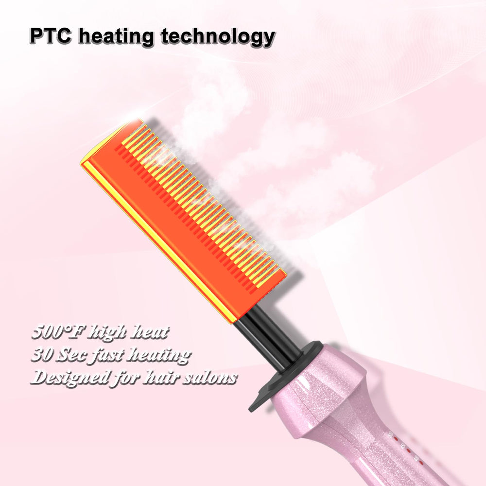 DAN Technology peigne thermique 500F rose intègre keratine et céramique pour cheveux soyeux