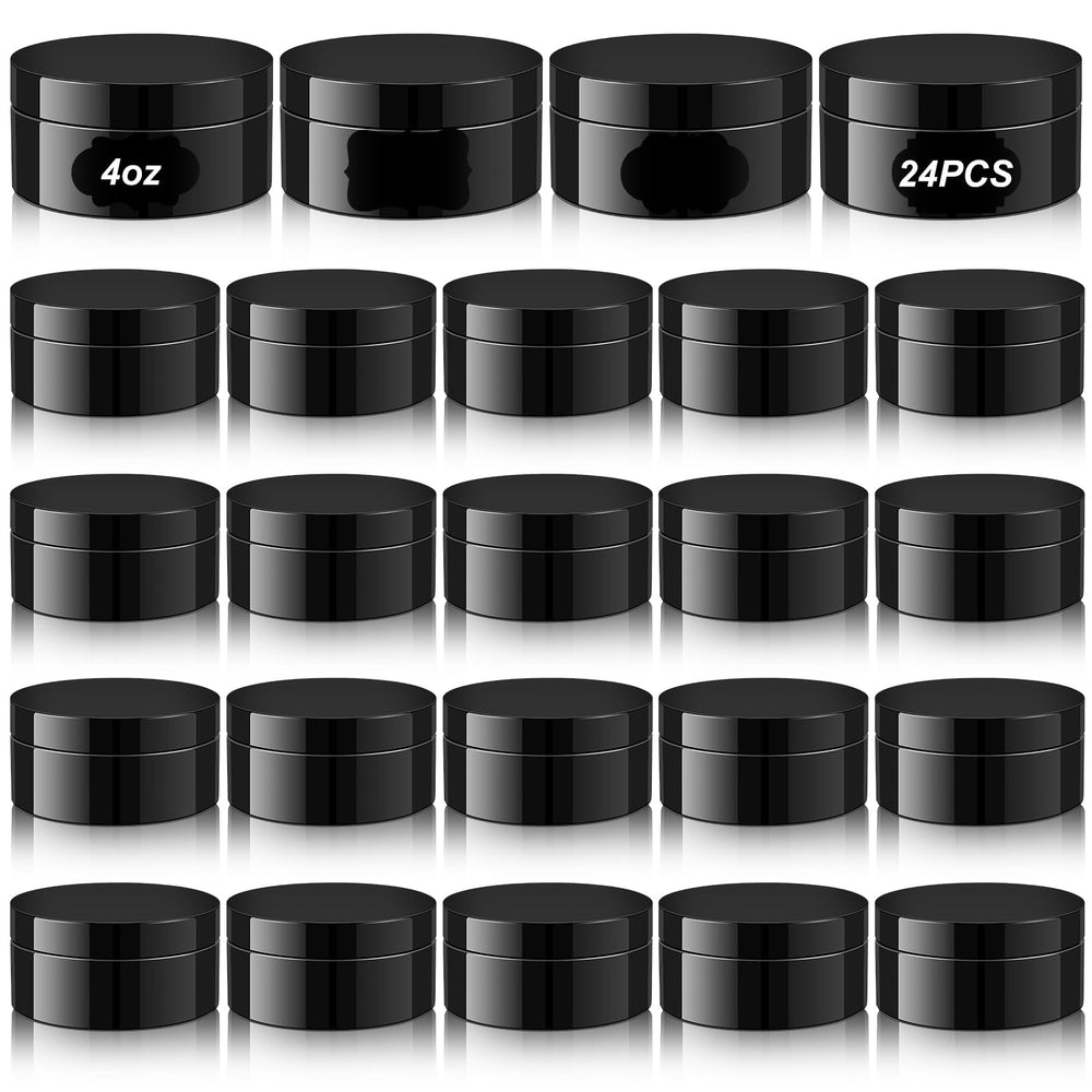 Bocal Dandat noir 4oz avec couvercle et étiquette pour organisation.