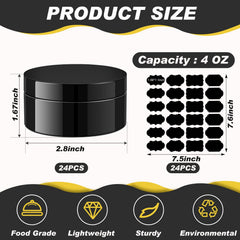 Bocal Dandat noir 4oz idéal pour cosmétiques et petites portions.