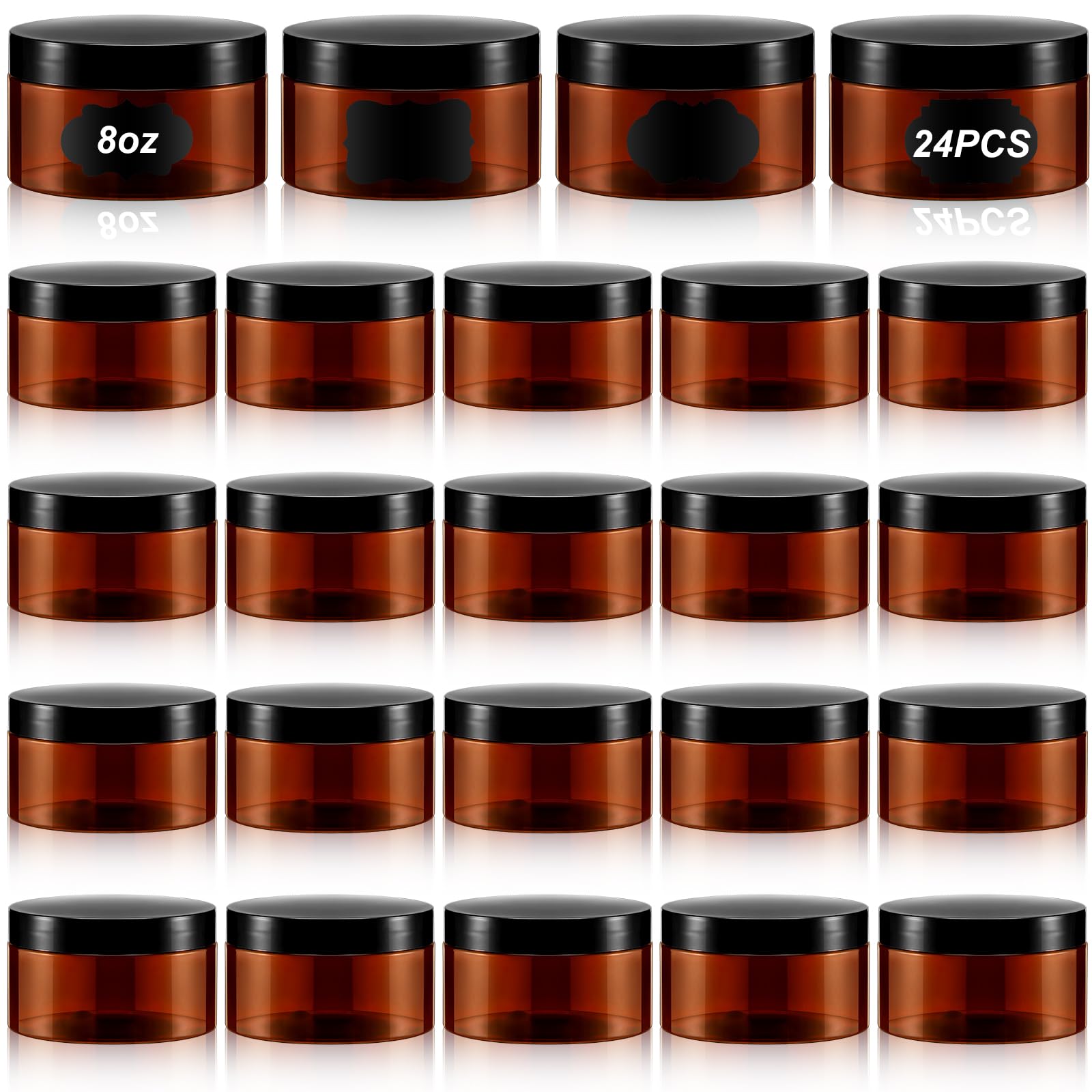 Pot ambré Dandat 8oz avec étiquettes pour identifier rapidement le contenu.