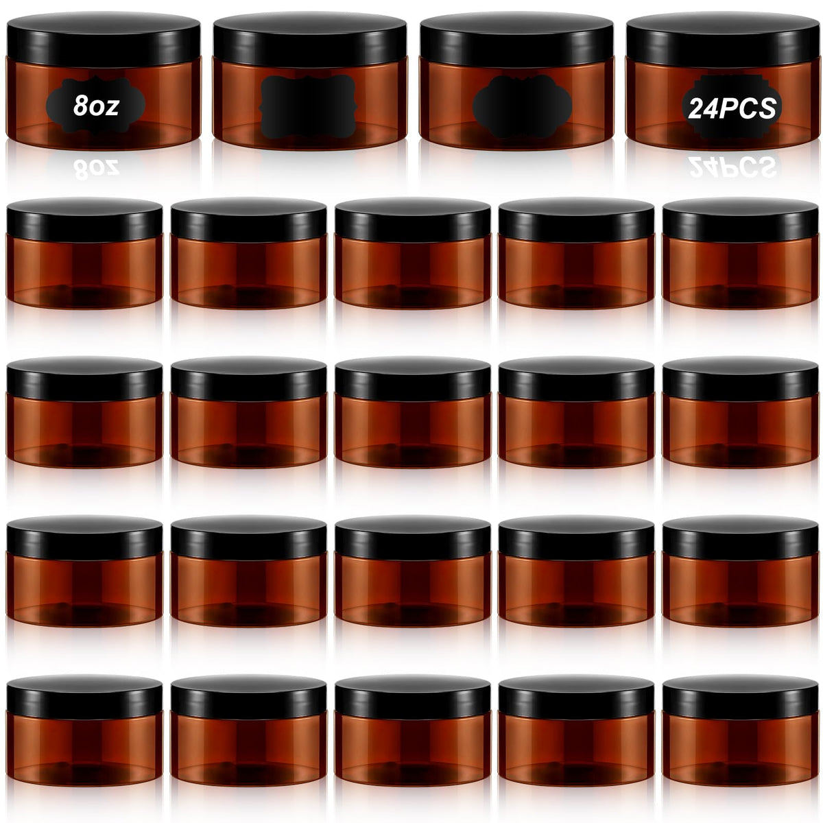 Pot ambré Dandat 8oz avec étiquettes pour identifier rapidement le contenu.