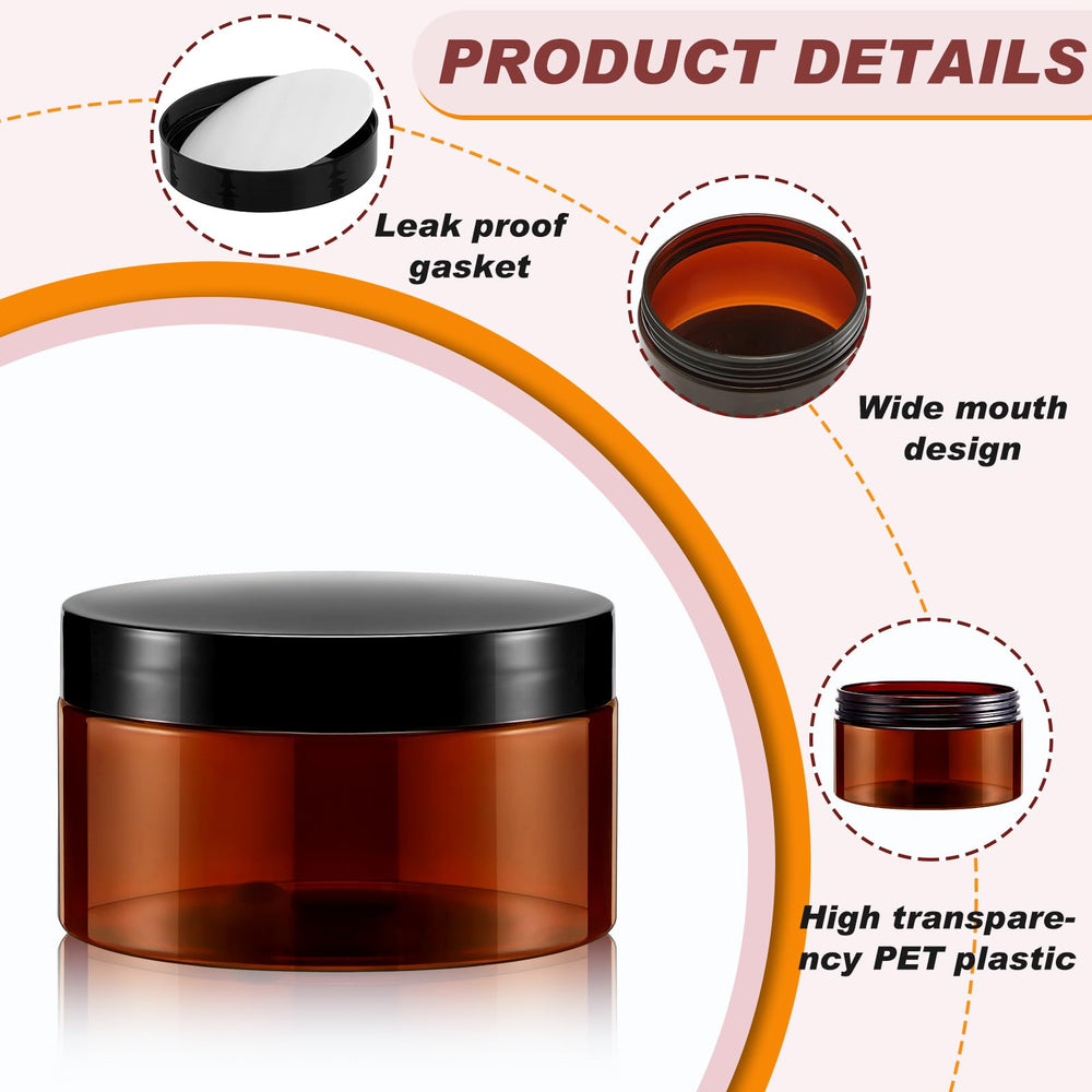 Pot ambré Dandat 8oz en plastique durable, idéal pour le voyage.